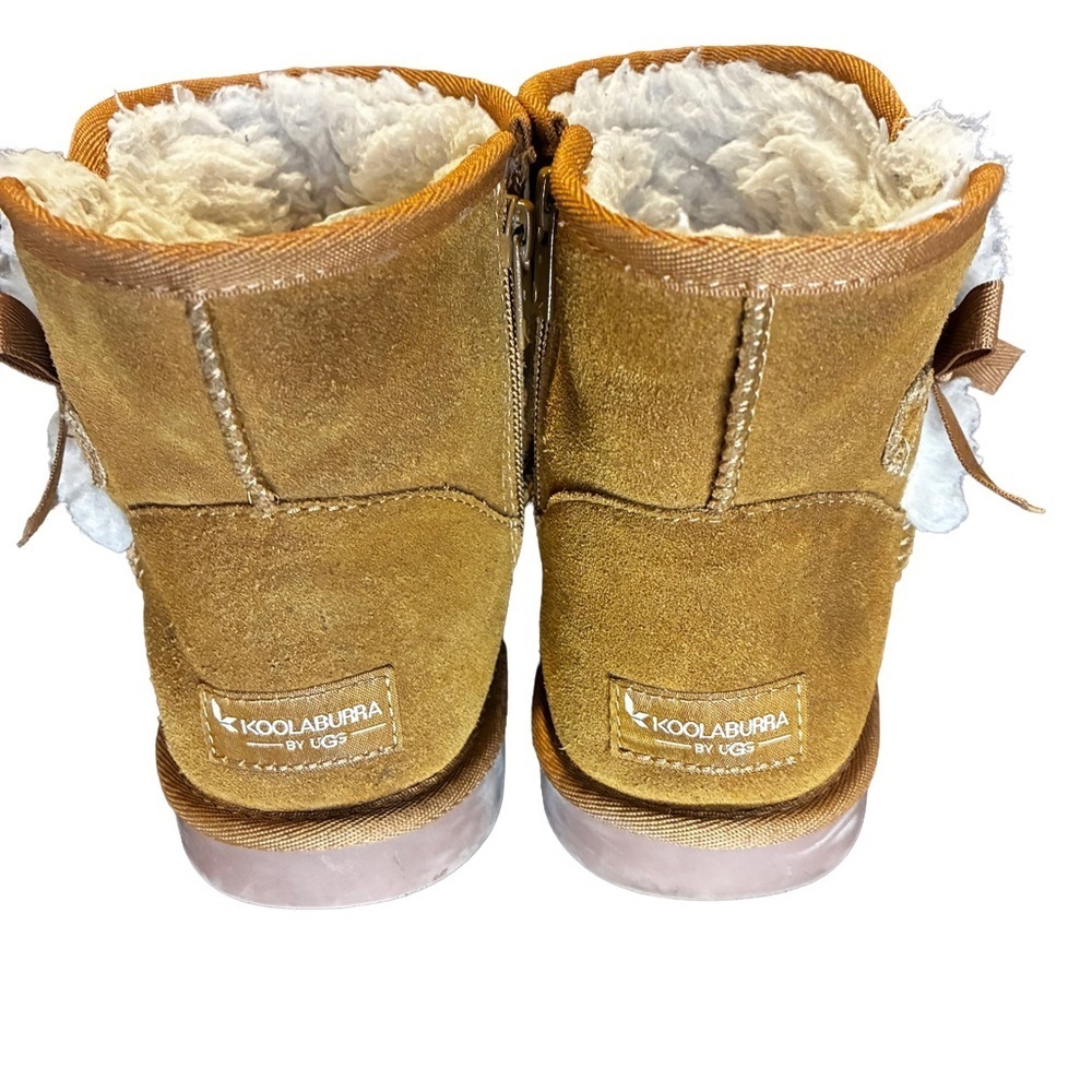 Koolaburra by UGG Victoria Mini Boots Size 5 Tan Suede Bow - Picture 4 of 8